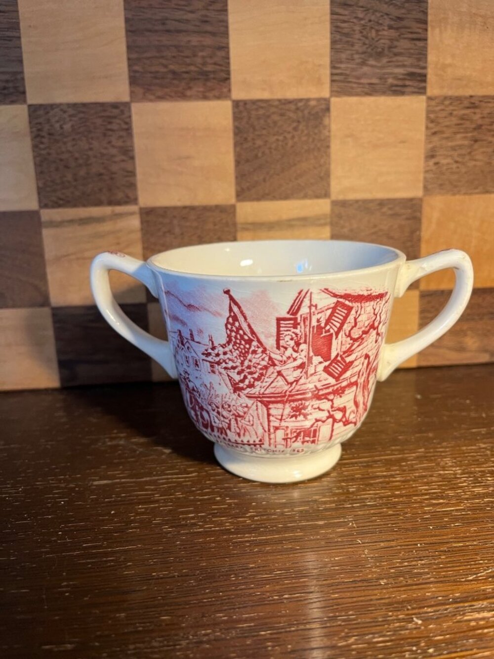 Red Transferware Homer Laughlin Barbara Fritchie 1862 Sugar Bowl
